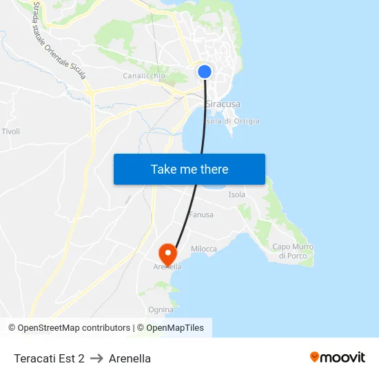 Teracati Est 2 to Arenella map