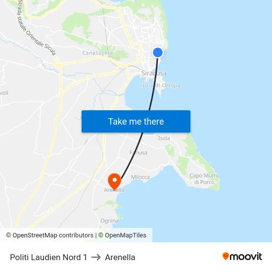 Politi Laudien Nord 1 to Arenella map