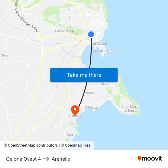 Gelone Ovest 4 to Arenella map