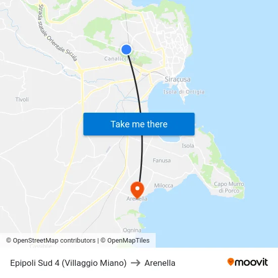 Epipoli Sud 4 (Villaggio Miano) to Arenella map