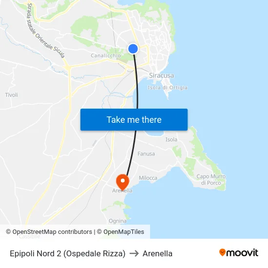 Epipoli Nord 2 (Ospedale Rizza) to Arenella map