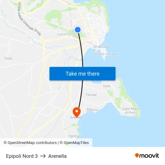 Epipoli Nord 3 to Arenella map