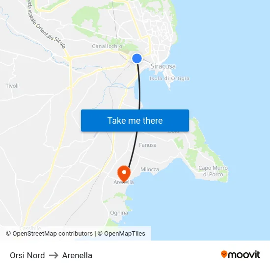 Orsi Nord to Arenella map