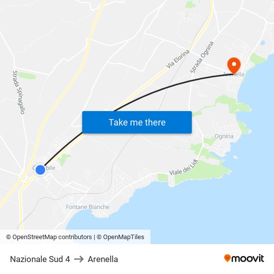 Nazionale Sud 4 to Arenella map