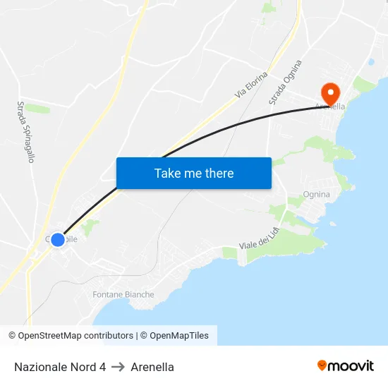 Nazionale North 4 to Arenella map