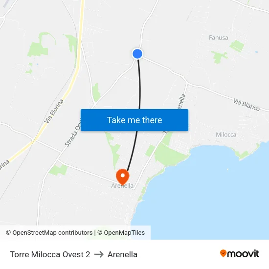 Torre Milocca Ovest 2 to Arenella map