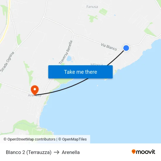Blanco 2 (Terrauzza) to Arenella map