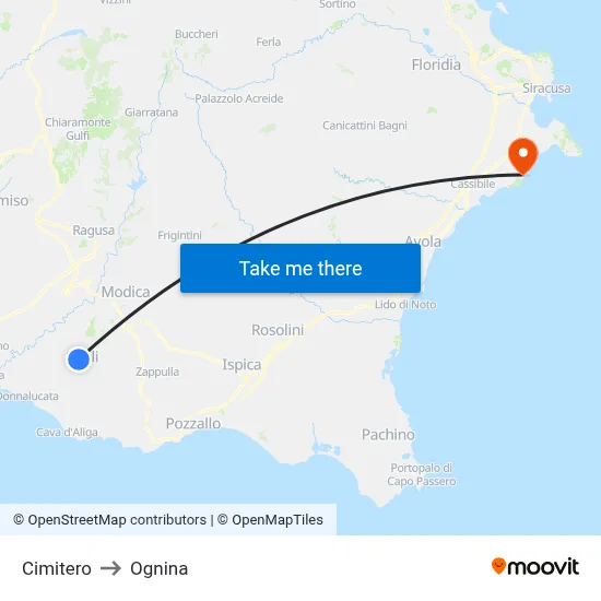 Cemetery to Ognina map