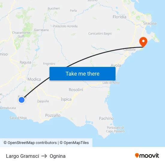 Gramsci Square to Ognina map