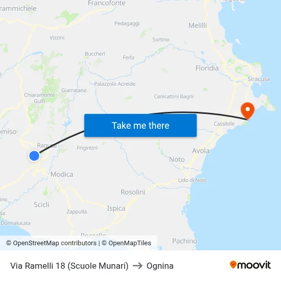 Via Ramelli 18 (Munari Schools) to Ognina map