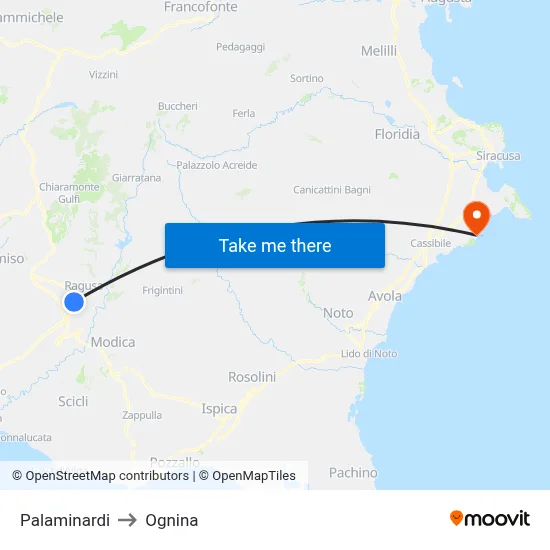 Palaminardi to Ognina map