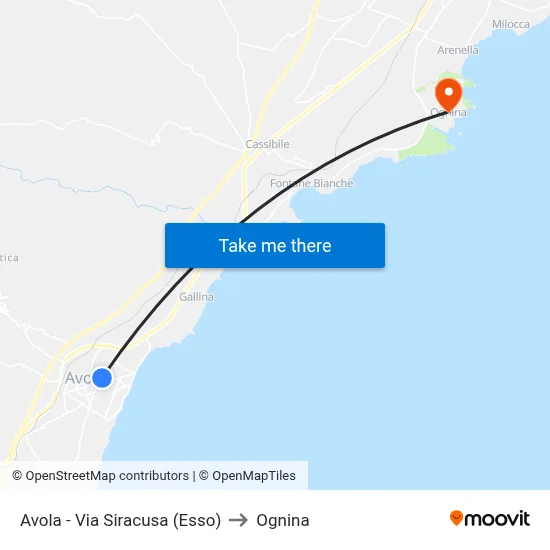 Avola - Siracusa Street (Esso) to Ognina map