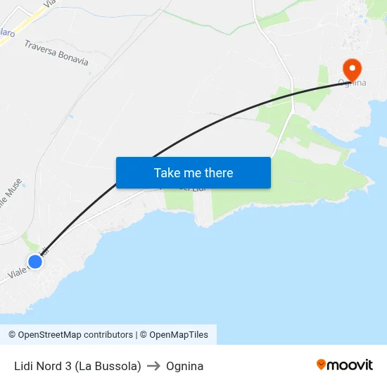 Lidi North 3 (La Bussola) to Ognina map