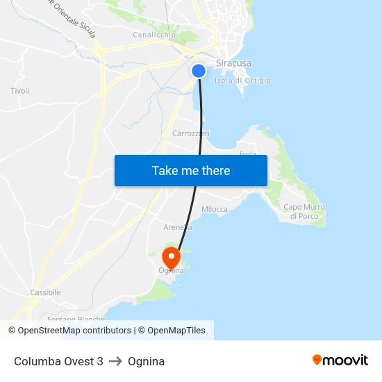 Columba West 3 to Ognina map