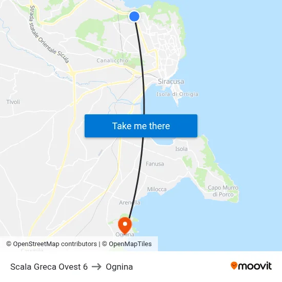 Scala Greca West 6 to Ognina map