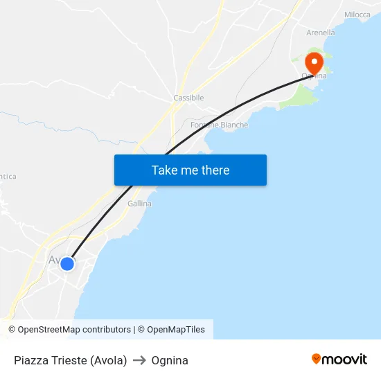 Piazza Trieste (Avola) to Ognina map