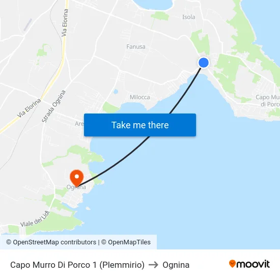 Capo Murro Di Porco 1 (Plemmirio) to Ognina map