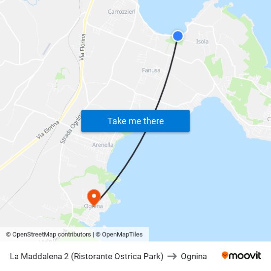 La Maddalena 2 (Ristorante Ostrica Park) to Ognina map