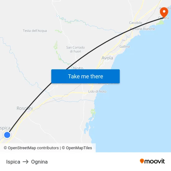 Ispica to Ognina map