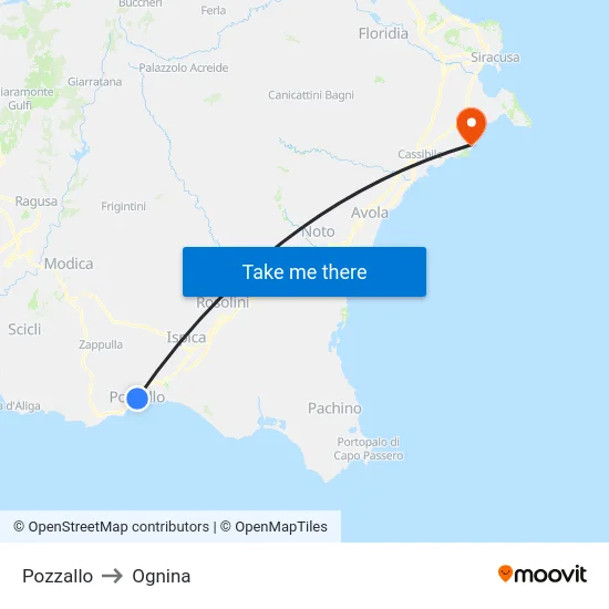 Pozzallo to Ognina map