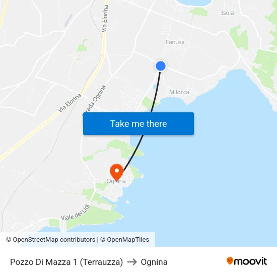 Pozzo Di Mazza 1 (Terrauzza) to Ognina map