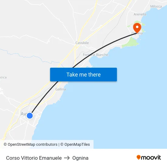 Corso Vittorio Emanuele to Ognina map