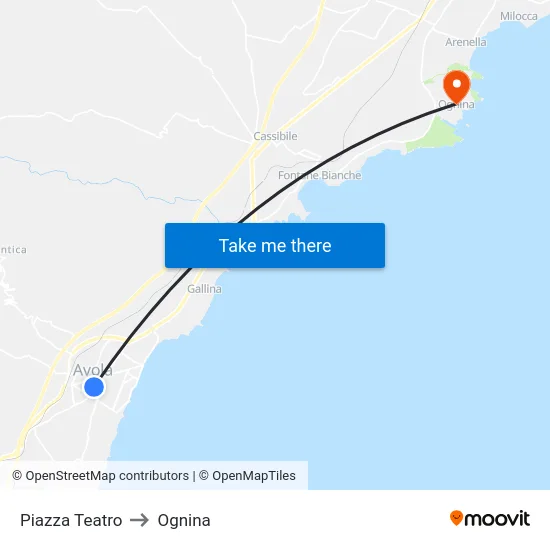 Piazza Teatro to Ognina map