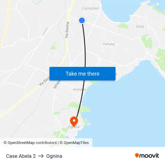 Case Abela 2 to Ognina map