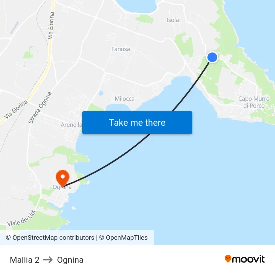 Mallia 2 to Ognina map