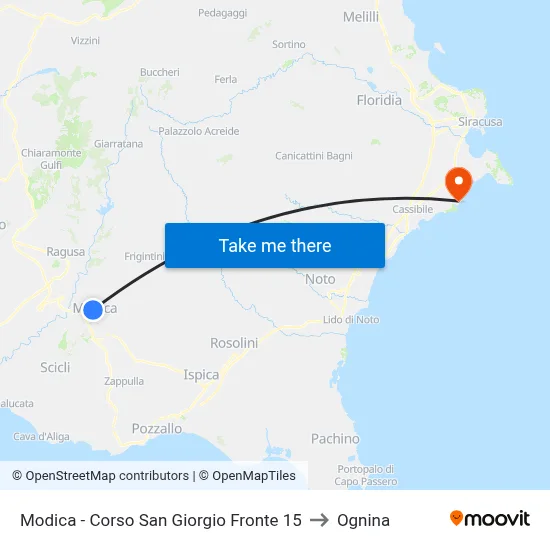 Modica - Corso San Giorgio Opposite 15 to Ognina map