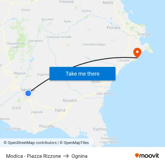 Modica - Piazza Rizzone to Ognina map