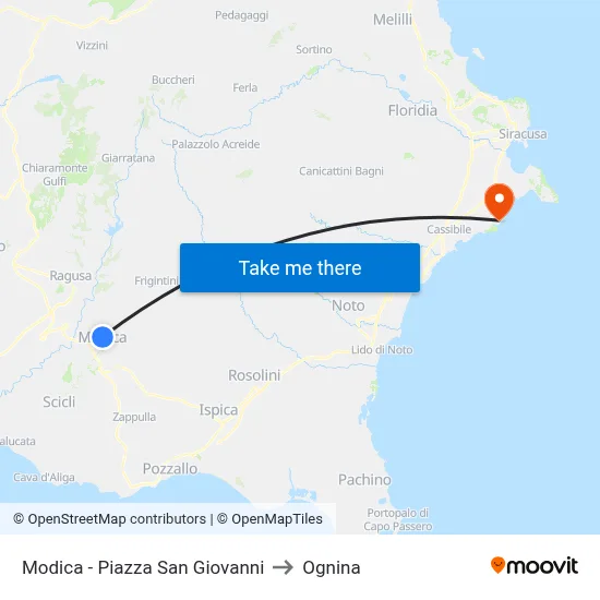 Modica - Piazza San Giovanni to Ognina map