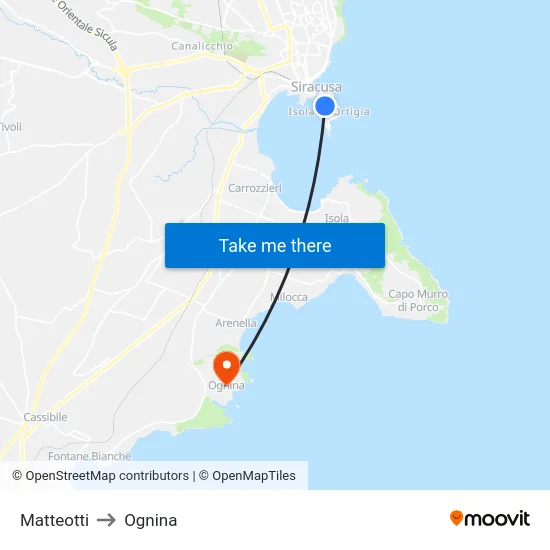 Matteotti to Ognina map