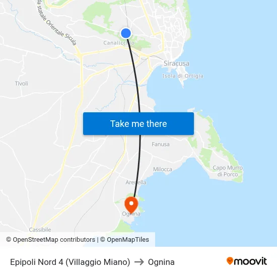 North Epipoli 4 (Miano Village) to Ognina map