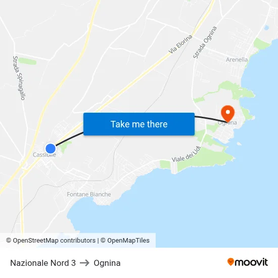Nazionale North 3 to Ognina map