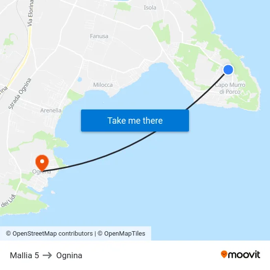 Mallia 5 to Ognina map