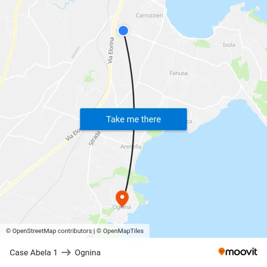 Case Abela 1 to Ognina map