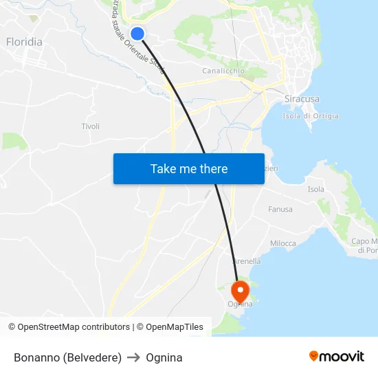 Bonanno (Belvedere) to Ognina map