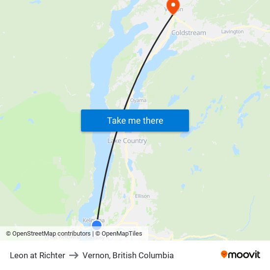 Leon at Richter to Vernon, British Columbia map