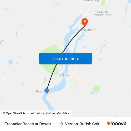 Trepanier Bench at Desert Pines to Vernon, British Columbia map