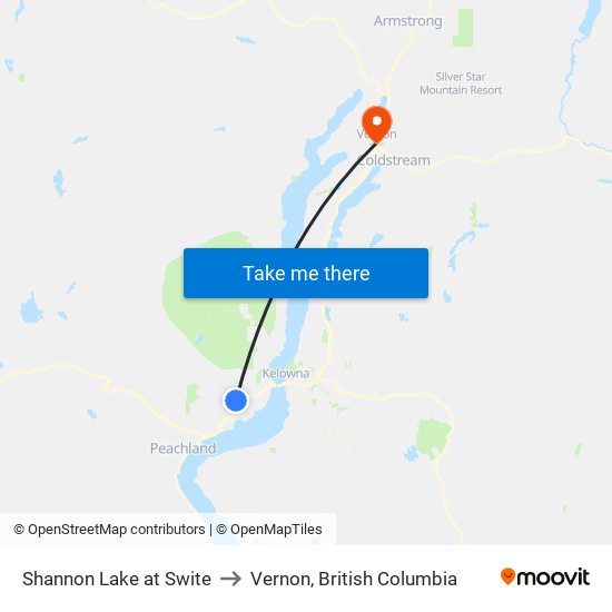 Shannon Lake at Swite to Vernon, British Columbia map