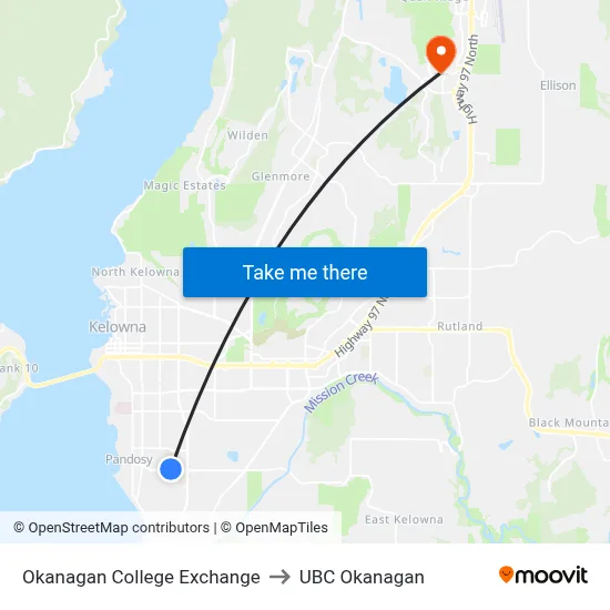 Okanagan College Exchange to UBC Okanagan map
