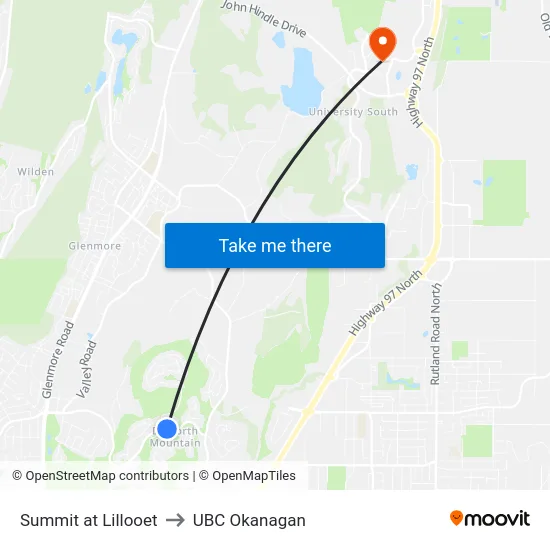 Summit at Lillooet to UBC Okanagan map