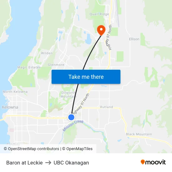 Baron at Leckie to UBC Okanagan map
