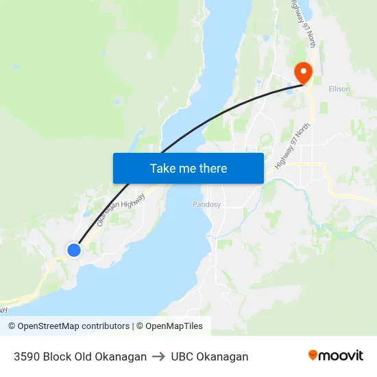 3590 Block Old Okanagan to UBC Okanagan map