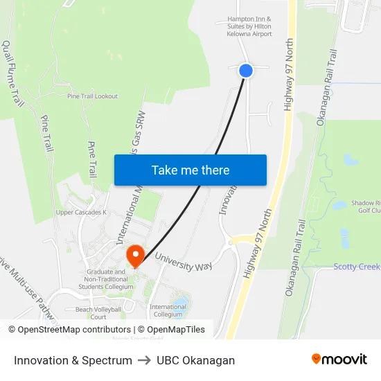 Innovation & Spectrum to UBC Okanagan map