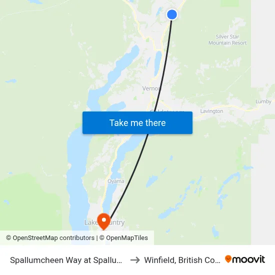 Spallumcheen Way at Spallumcheen Pl to Winfield, British Columbia map