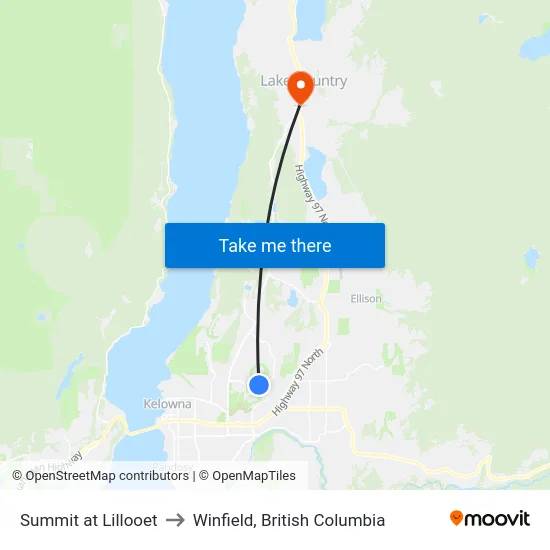 Summit at Lillooet to Winfield, British Columbia map