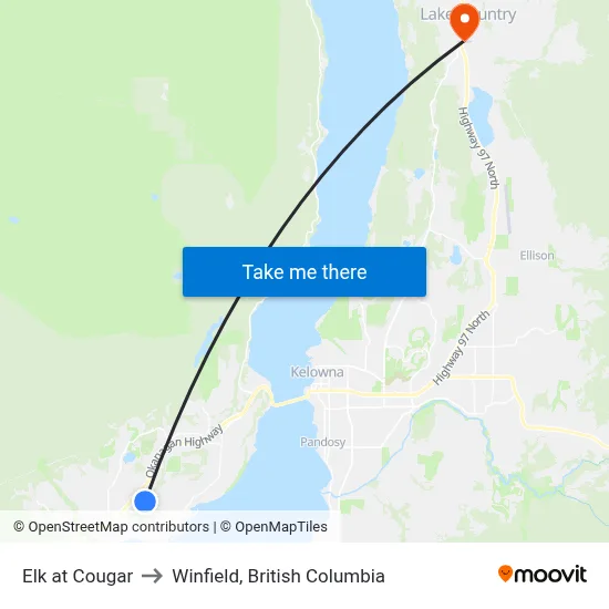Elk at Cougar to Winfield, British Columbia map