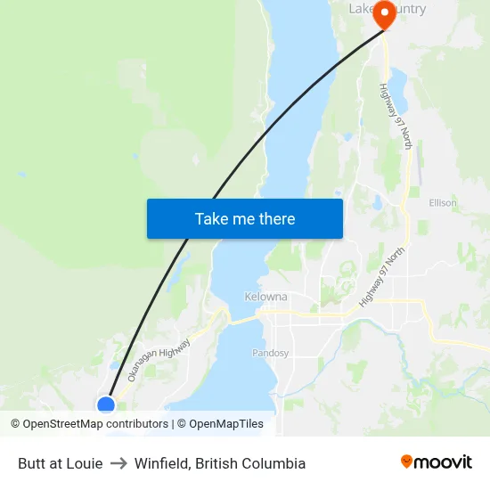 Butt at Louie to Winfield, British Columbia map